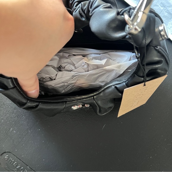 Steve Madden Black Ruched Crescent Hobo Small Shoulder Bag NWT - Picture 11 of 13